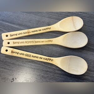 Bamboo kitchen utensils lazer engraved great gifts one spoon and one spatula